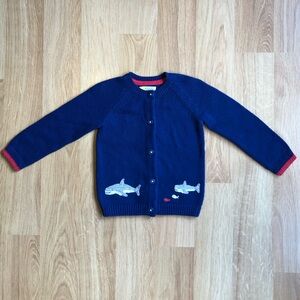 EUC Baby Boden Boy Cardigan Sweater-Button Front with Sharks and Fishes